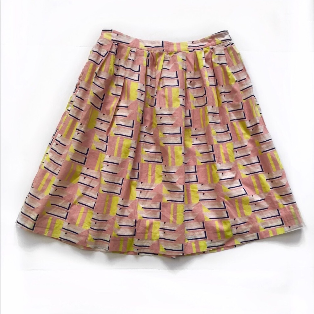 🍋 J. Crew Pink and Yellow A-Line Skirt 🥭
